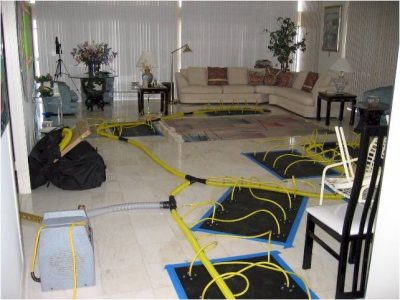 Injectidry system at work drying out marble floor